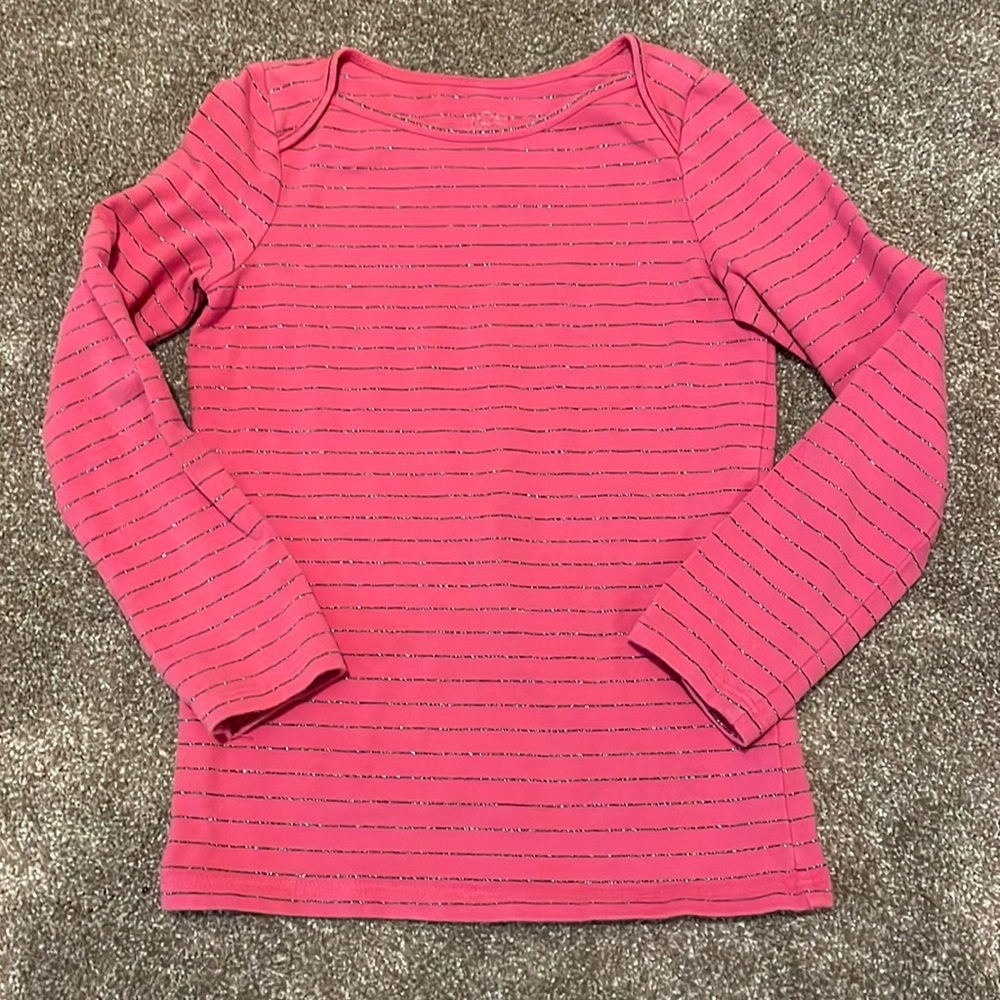 Size 4/5 pink top for girls with silver stripes